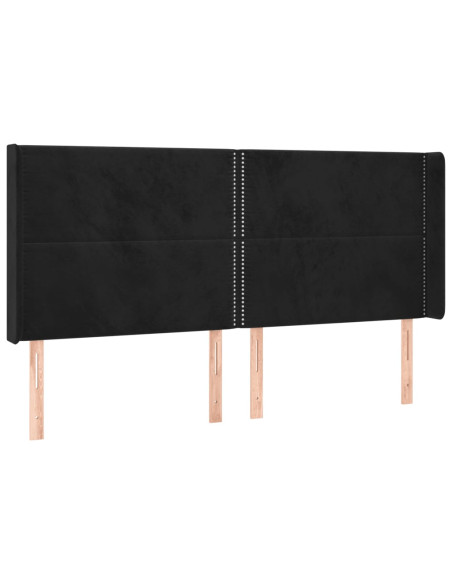 Testiera ad Orecchio Nera 203x16x118/128 cm in Velluto
