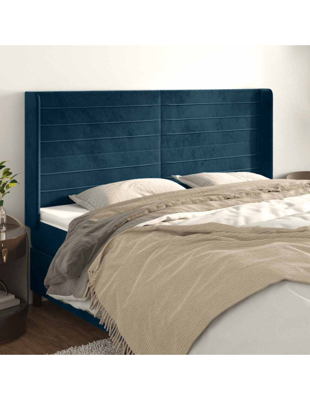 Testiera ad Orecchio Blu Scuro 203x23x118/128 cm in Velluto