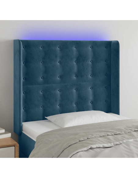 Testiera a LED Blu Scuro 103x16x118/128 cm in Velluto