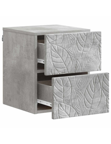 Mobiletto da notte a muro 2 pcs Grigio Cemento