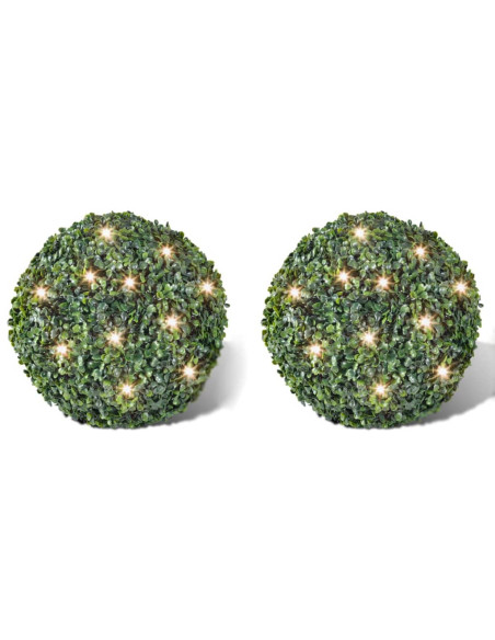 Piante di Bosso Artificiali a Palla 2 pz 35 cm Luce Solare LED