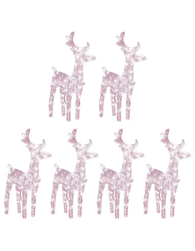 Renne di Natale 6 pz Bianco Caldo 240 LED in Acrilico