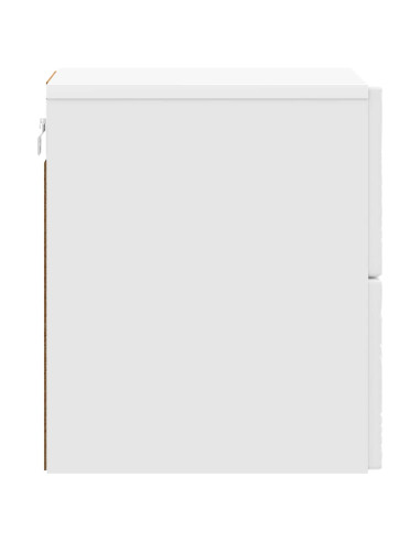 Mobiletto da notte a muro Bianco Lucido 34,5 x 33 x 40 cm