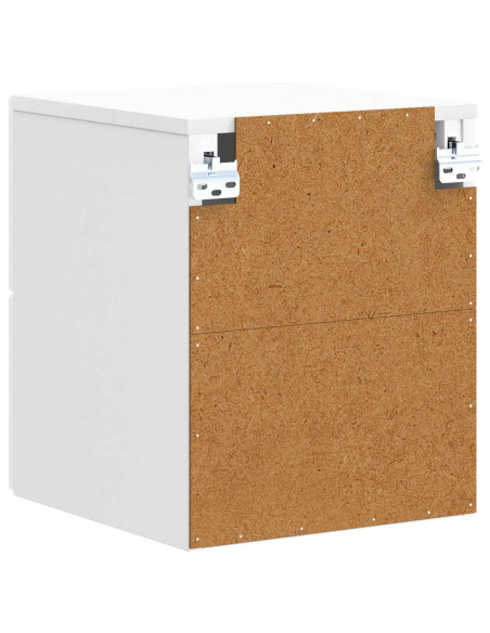Mobiletto da notte a muro Bianco Lucido 34,5 x 33 x 40 cm