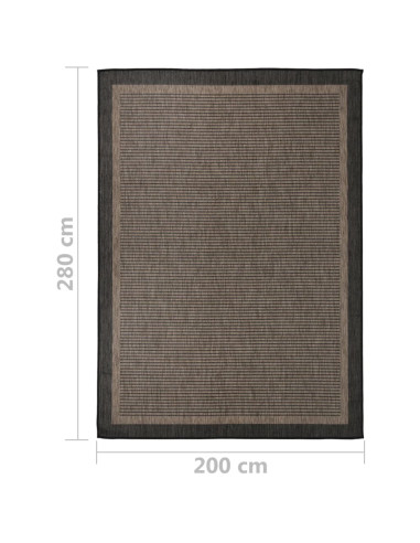 Tappeto da Esterni a Tessitura Piatta 200x280 cm Marrone Scuro