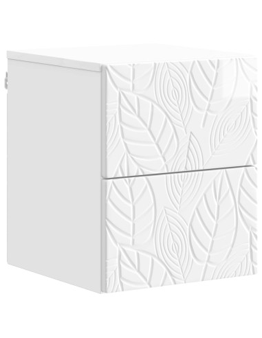 Mobiletto da notte a muro 2 pcs Bianco Lucido 34,5 x 33 x 40 cm