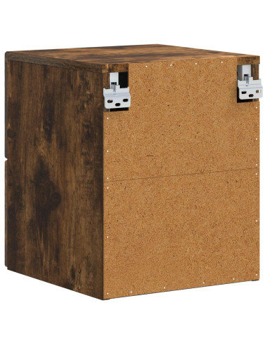 Mobiletto da notte a muro Rovere Fumo 34,5 x 33 x 40 cm