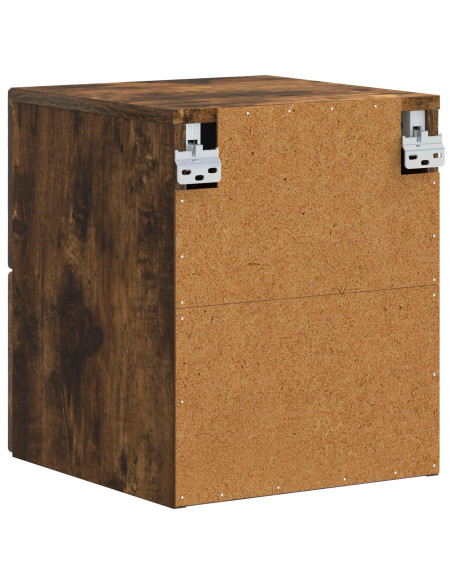Mobiletto da notte a muro Rovere Fumo 34,5 x 33 x 40 cm