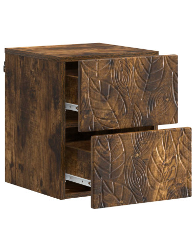Mobiletto da notte a muro 2 pcs Rovere Fumo 34,5 x 33 x 40 cm