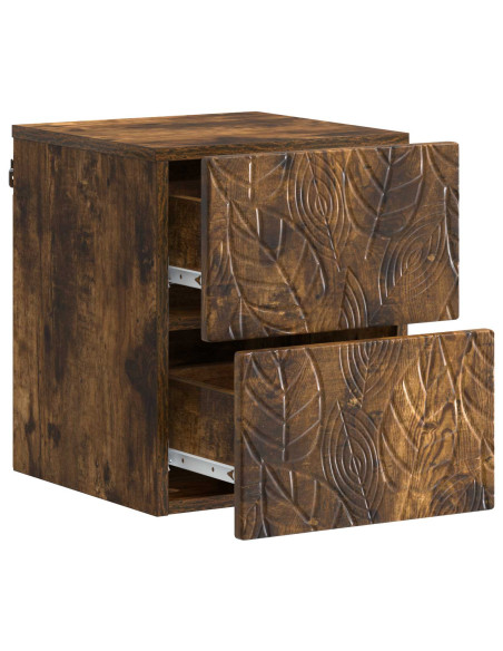Mobiletto da notte a muro 2 pcs Rovere Fumo 34,5 x 33 x 40 cm