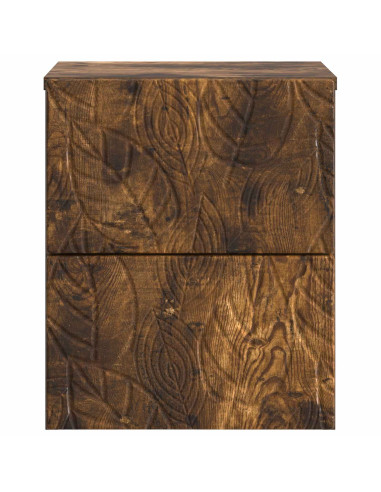 Mobiletto da notte a muro 2 pcs Rovere Fumo 34,5 x 33 x 40 cm