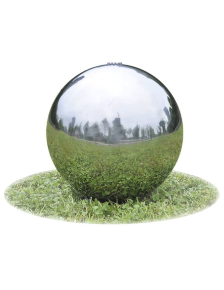 Fontana da Giardino a Sfera con LED in Acciaio Inox 30 cm