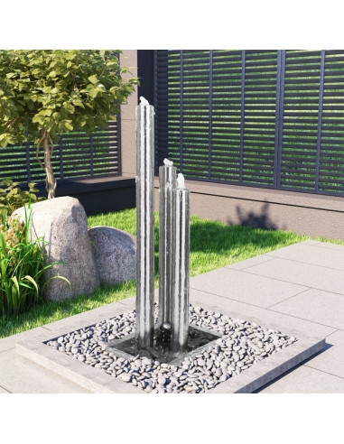 Fontana da Giardino Argento 48x34x123 cm in Acciaio Inox