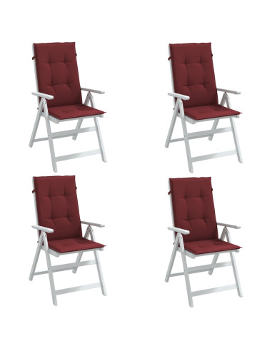 Cuscini Sedia Schiena Alta 4 Rosso Vino Mélange 120x50x4 cm