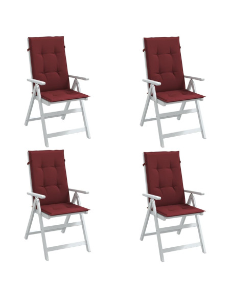 Cuscini Sedia Schiena Alta 4 Rosso Vino Mélange 120x50x4 cm