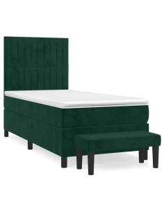 Giroletto a Molle con Materasso Verde Scuro 80x200 cm Velluto