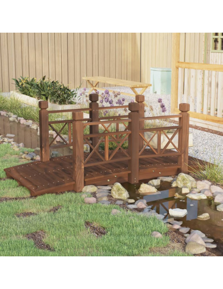 Ponte Giardino Ringhiere 150x67x56cm Legno Massello Abete Rosso