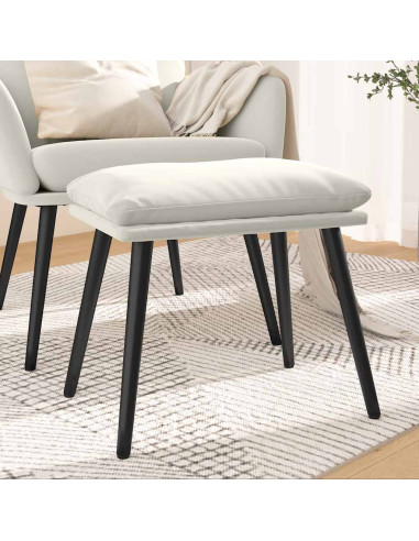 Poggiapiedi Bianco Crema 45x29,5x35 cm in Velluto