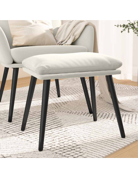 Poggiapiedi Bianco Crema 45x29,5x35 cm in Velluto
