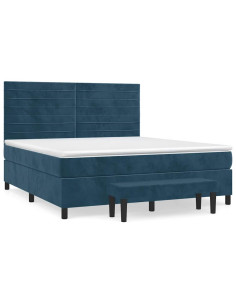Giroletto a Molle con Materasso Blu Scuro 180x200 cm in Velluto