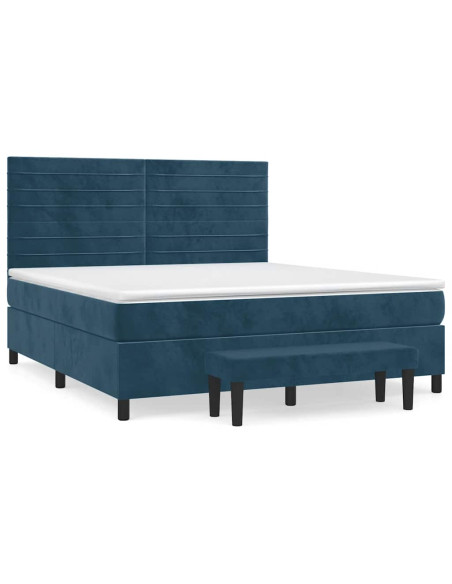 Giroletto a Molle con Materasso Blu Scuro 180x200 cm in Velluto