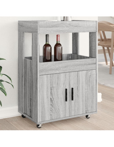 Carrello Bar Grigio Sonoma 60x39,5x89 cm in Legno Multistrato