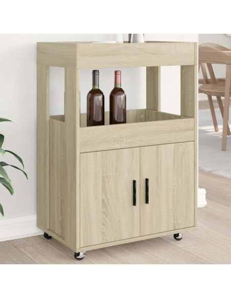 Carrello Bar Rovere Sonoma 60x39,5x89 cm in Legno Multistrato