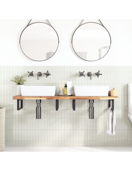 Piano da Bagno Non Trattato 120x40x4cm Legno Massello di Acacia