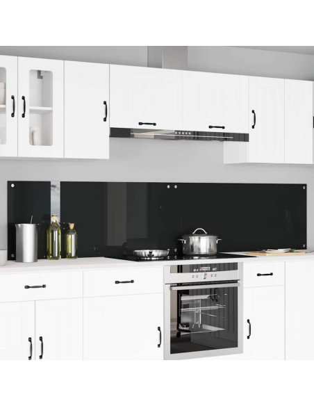 Schienale da cucina 2 pcs Nero 120 x 50 cm vetro temperato