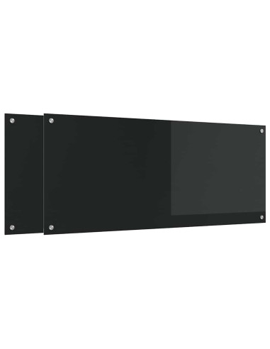 Schienale da cucina 2 pcs Nero 120 x 50 cm vetro temperato