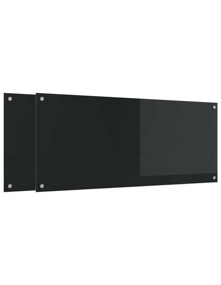 Schienale da cucina 2 pcs Nero 120 x 50 cm vetro temperato