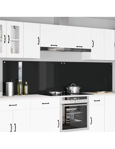 Schienale da cucina 2 pcs Nero 120 x 60 cm vetro temperato
