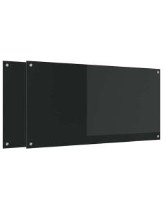 Schienale da cucina 2 pcs Nero 120 x 60 cm vetro temperato 2