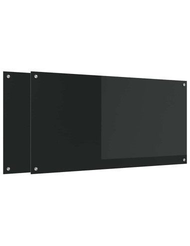 Schienale da cucina 2 pcs Nero 120 x 60 cm vetro temperato