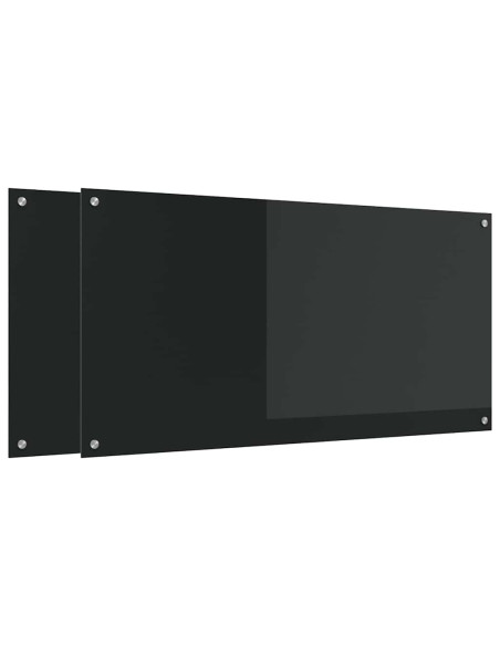 Schienale da cucina 2 pcs Nero 120 x 60 cm vetro temperato