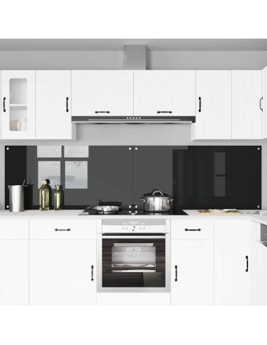 Schienale da cucina 2 pcs Nero 120 x 60 cm vetro temperato