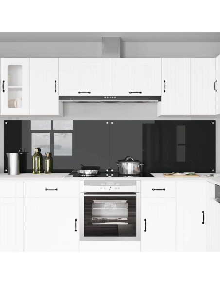 Schienale da cucina 2 pcs Nero 120 x 60 cm vetro temperato