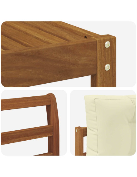 Set di divani da esterno con cuscino 5 pcs Naturale e Crema