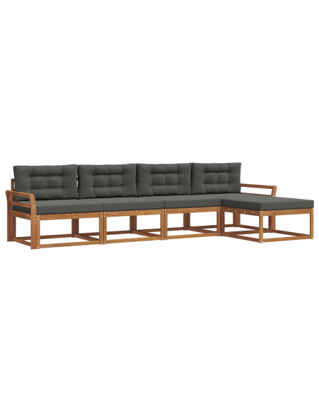 Set di divani da esterno con cuscino 5 pcs Naturale e Antracite