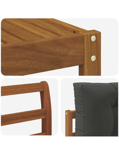 Set di divani da esterno con cuscino 5 pcs Naturale e Antracite