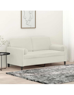 Divano a 2 Posti con Cuscini Crema 140 cm in Velluto