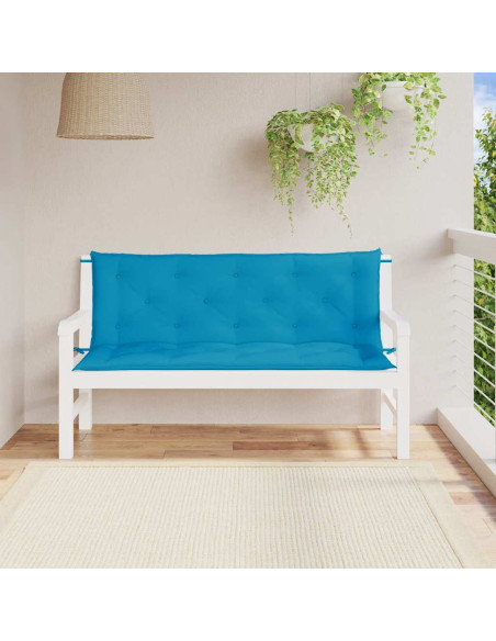 Cuscini per Panca 2 pz Azzurri 150x50x7 cm in Tessuto Oxford