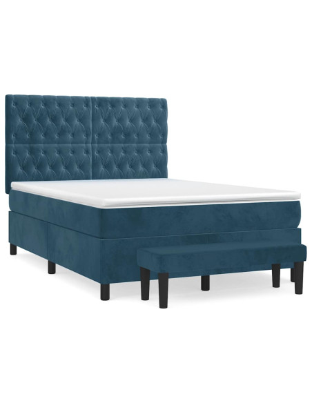 Giroletto a Molle con Materasso Blu Scuro 140x190 cm in Velluto