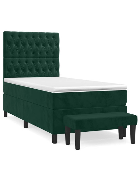 Giroletto a Molle con Materasso Verde Scuro 90x190 cm Velluto