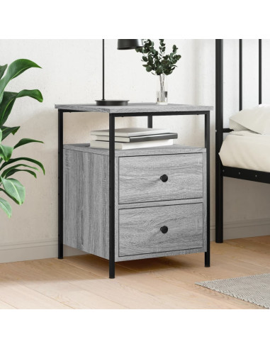 Comodino Grigio Sonoma 44x45x60 cm in Legno Multistrato