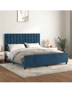Giroletto senza Materasso Blu Scuro 160x200 cm in Velluto