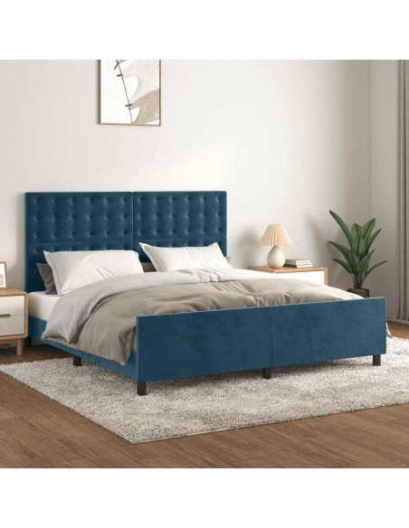 Giroletto senza Materasso Blu Scuro 160x200 cm in Velluto