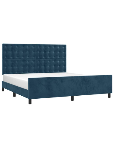Giroletto senza Materasso Blu Scuro 160x200 cm in Velluto