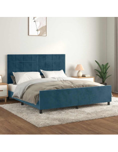 Giroletto senza Materasso Blu Scuro 160x200 cm in Velluto