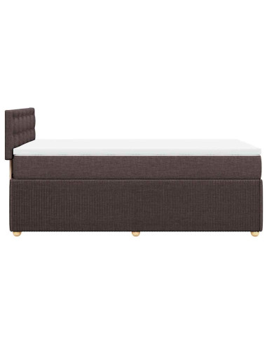 Giroletto a Molle con Materasso Marrone Scuro 100x200cm Tessuto